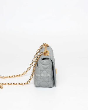 Dior Stone Gray Supple Cannage Calfskin Small Caro Bag-4