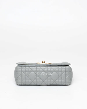 Dior Stone Gray Supple Cannage Calfskin Small Caro Bag-6