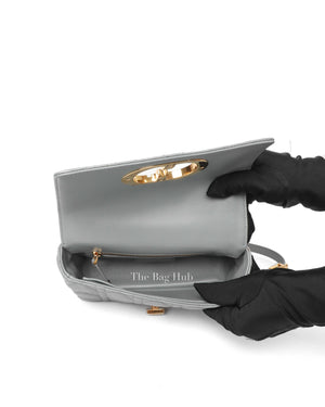 Dior Stone Gray Supple Cannage Calfskin Small Caro Bag-11