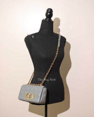 Dior Stone Gray Supple Cannage Calfskin Small Caro Bag-12