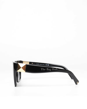 Valentino Garavani Black Roman Stud Squared Sunglasses-5