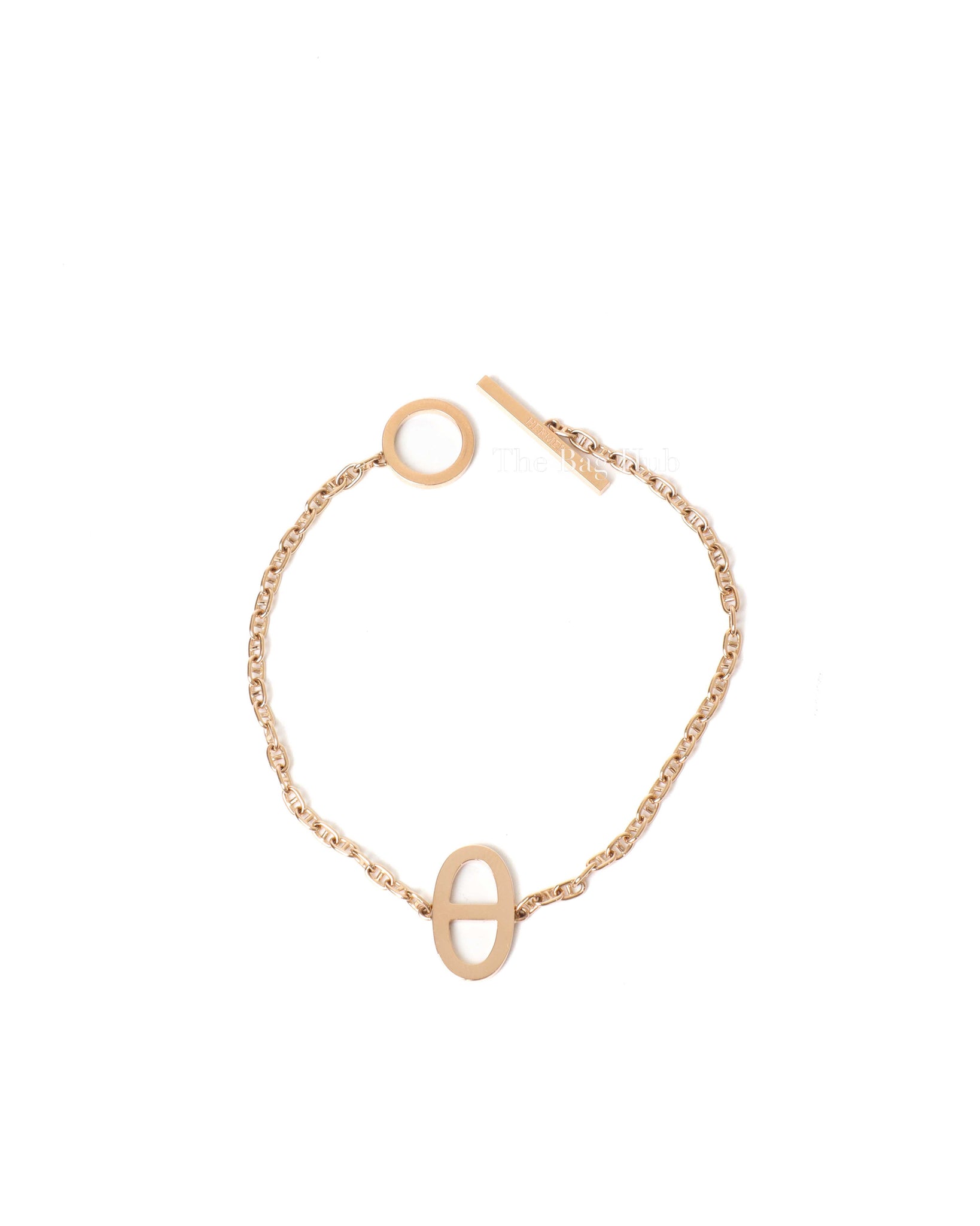 Hermes 18K Rose Gold Chaine D'Ancre Contour 0.16ct Bracelet-3