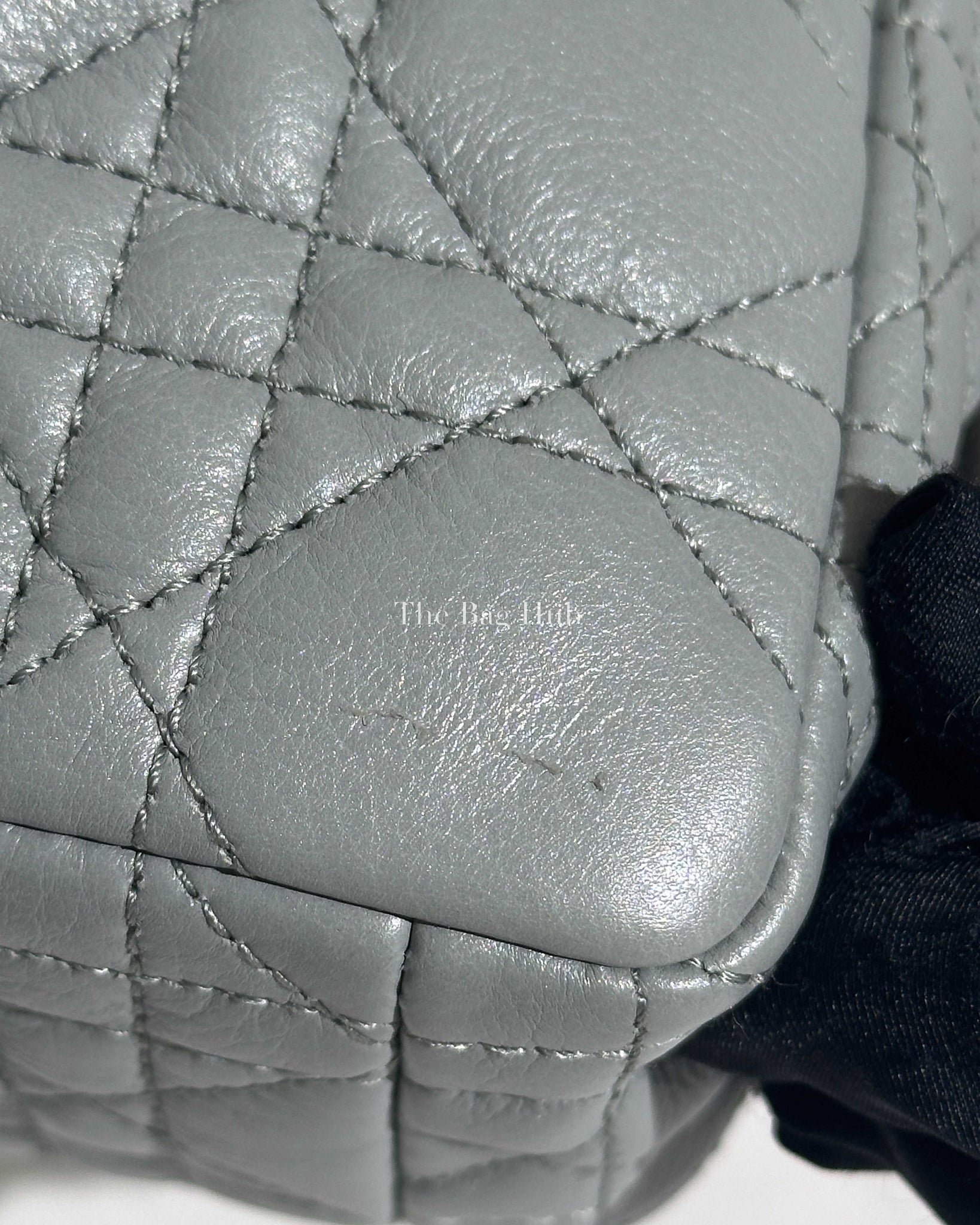 Dior Stone Gray Supple Cannage Calfskin Small Caro Bag-14