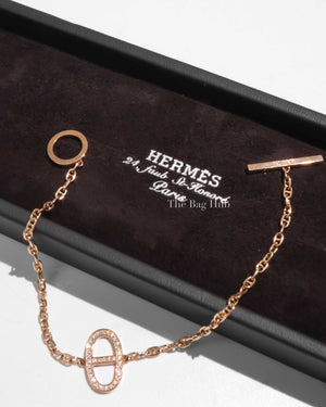 Hermes 18K Rose Gold Chaine D'Ancre Contour 0.16ct Bracelet-1