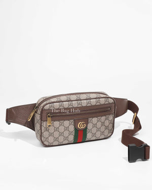 Gucci Beige/Brown GG Supreme Ophidia Men's Belt Bag-1