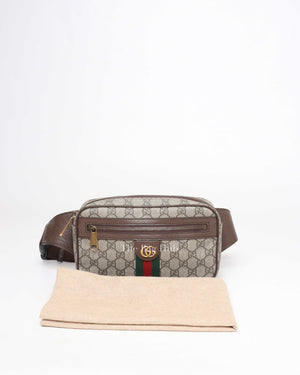 Gucci Beige/Brown GG Supreme Ophidia Men's Belt Bag-12