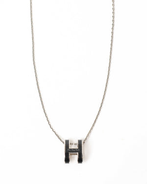 Hermes Black Pop H Necklace & Earrings Set PHW-6