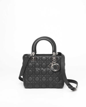Dior Black Grained Leather Cannage Medium Lady Dior Shoulder Bag-2