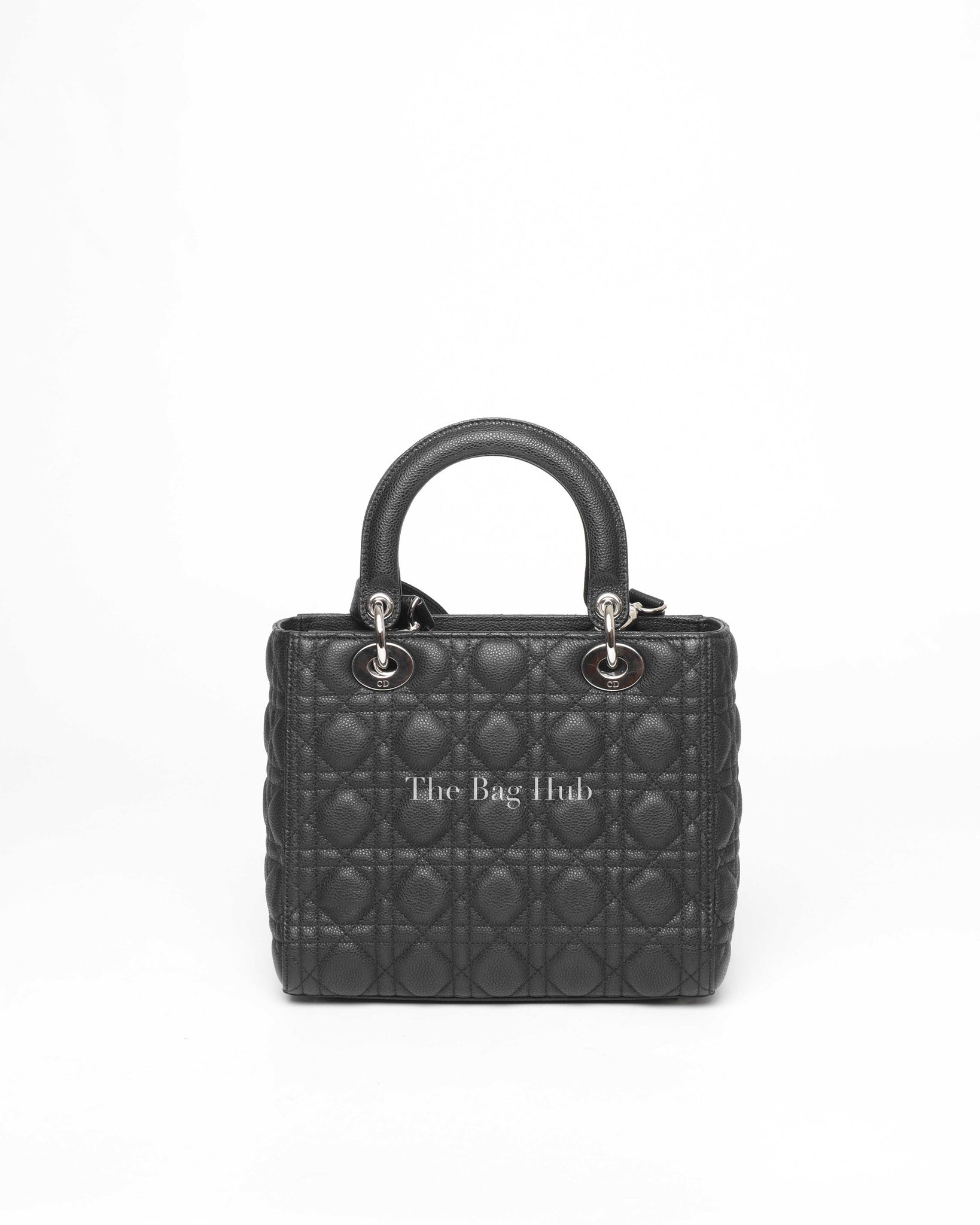 Dior Black Grained Leather Cannage Medium Lady Dior Shoulder Bag-3