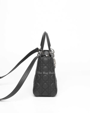 Dior Black Grained Leather Cannage Medium Lady Dior Shoulder Bag-4