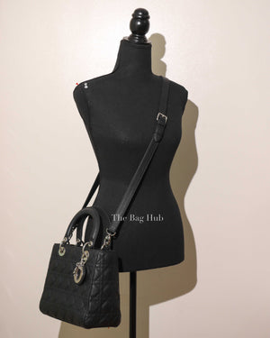 Dior Black Grained Leather Cannage Medium Lady Dior Shoulder Bag-12