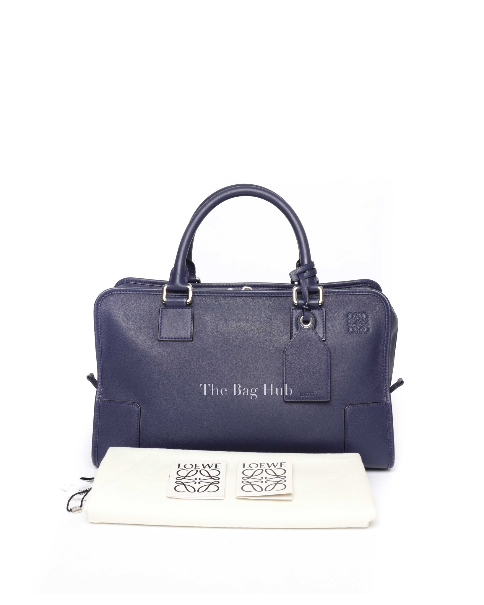 Loewe Navy Blue Leather Medium Amazona Bag-13