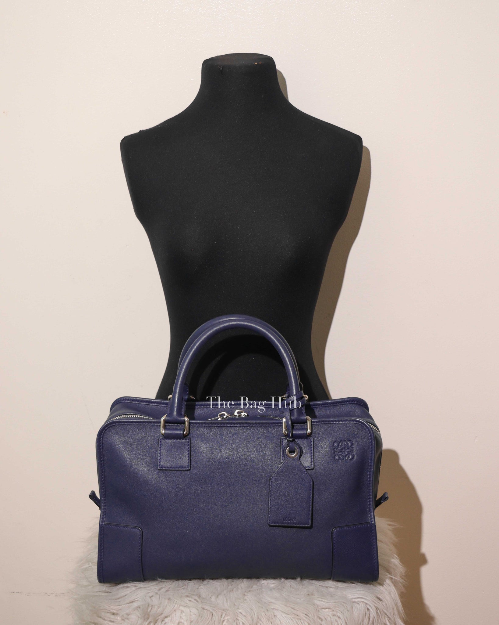 Loewe Navy Blue Leather Medium Amazona Bag-12
