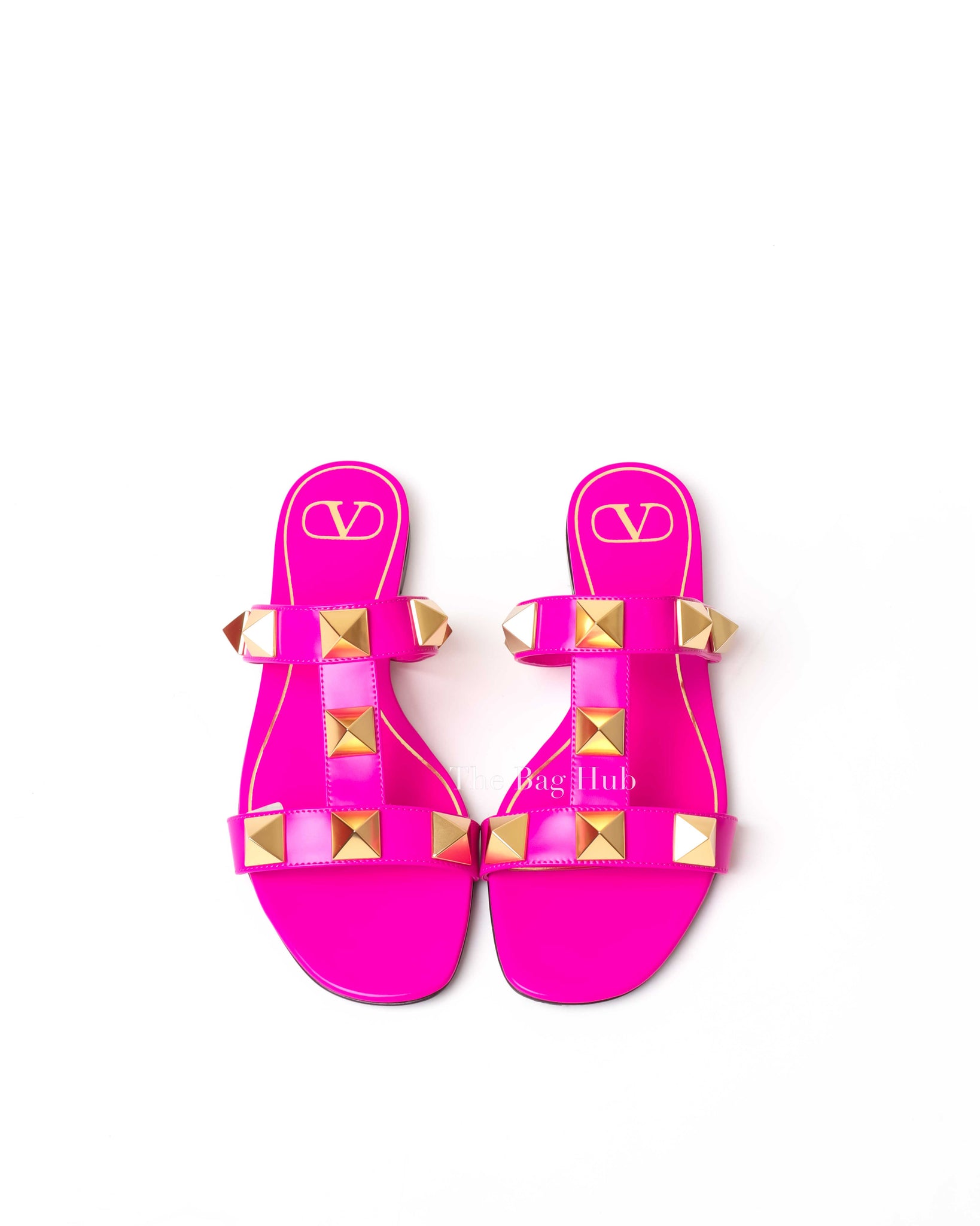 Valentino Garavani Pink Roman Stud Flat Sandals Size 38