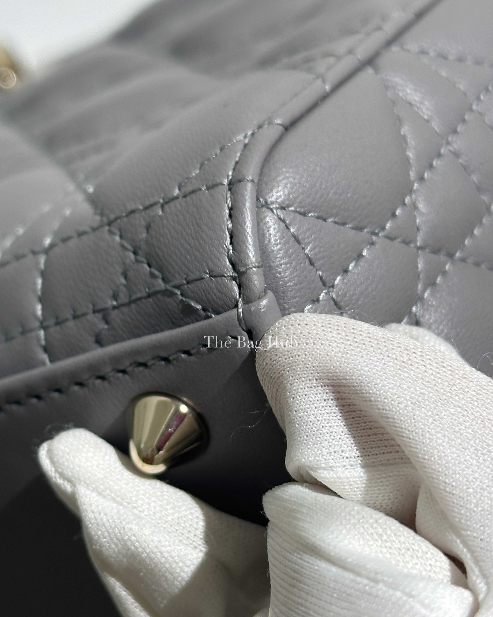 Dior Gray Leather Cannage Small ABCDior Lady Dior Bag