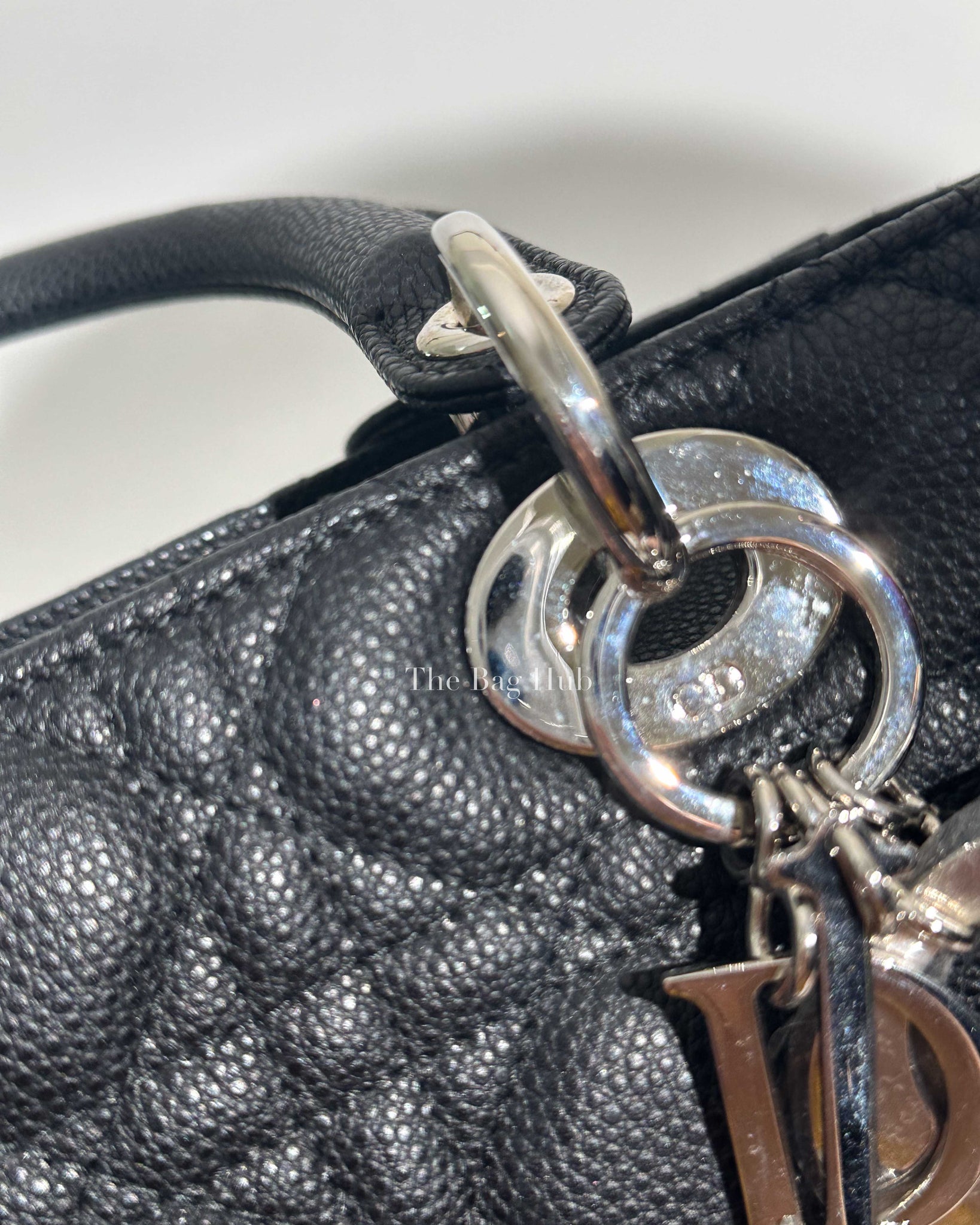 Dior Black Grained Leather Cannage Medium Lady Dior Shoulder Bag-16