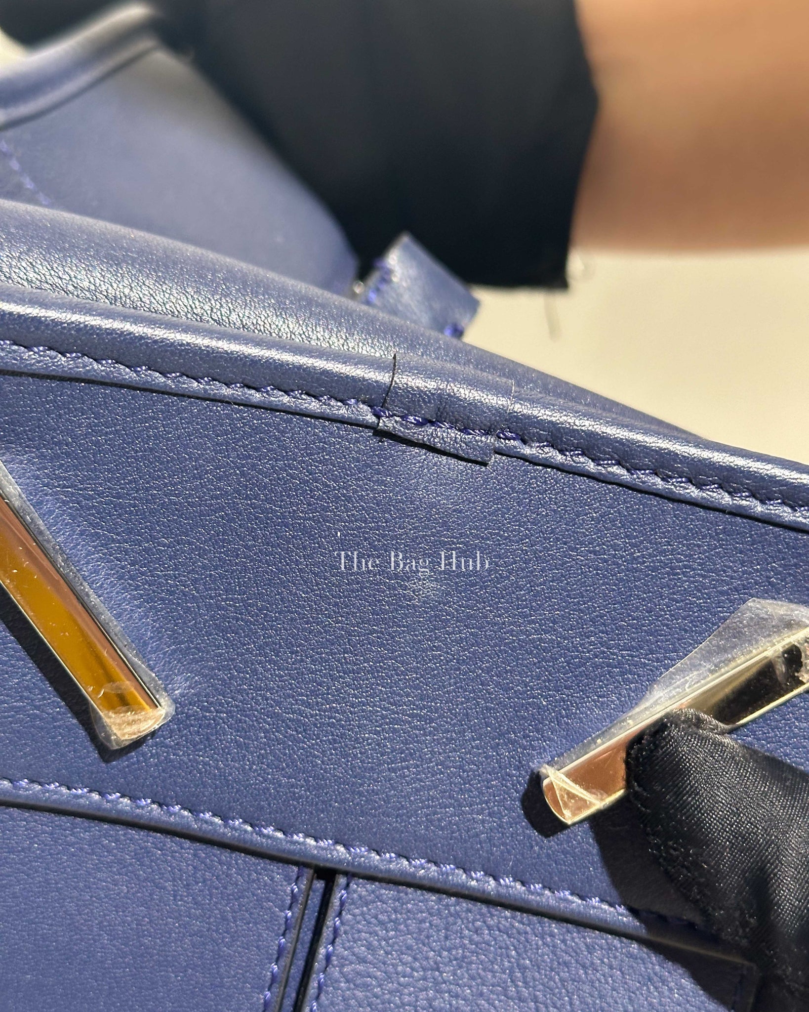 Loewe Navy Blue Leather Medium Amazona Bag-20