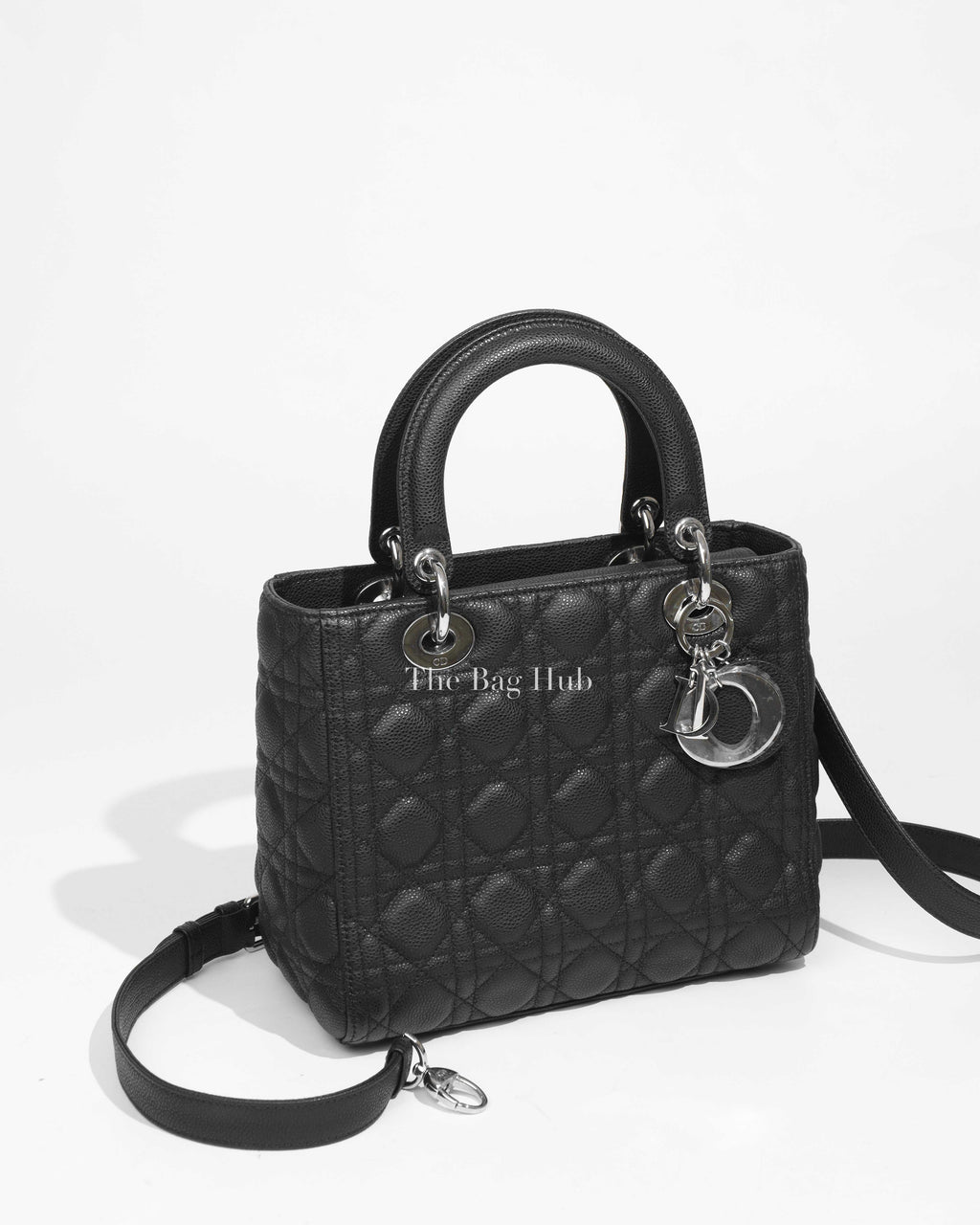 Dior Black Grained Leather Cannage Medium Lady Dior Shoulder Bag-1