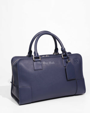 Loewe Navy Blue Leather Medium Amazona Bag-1