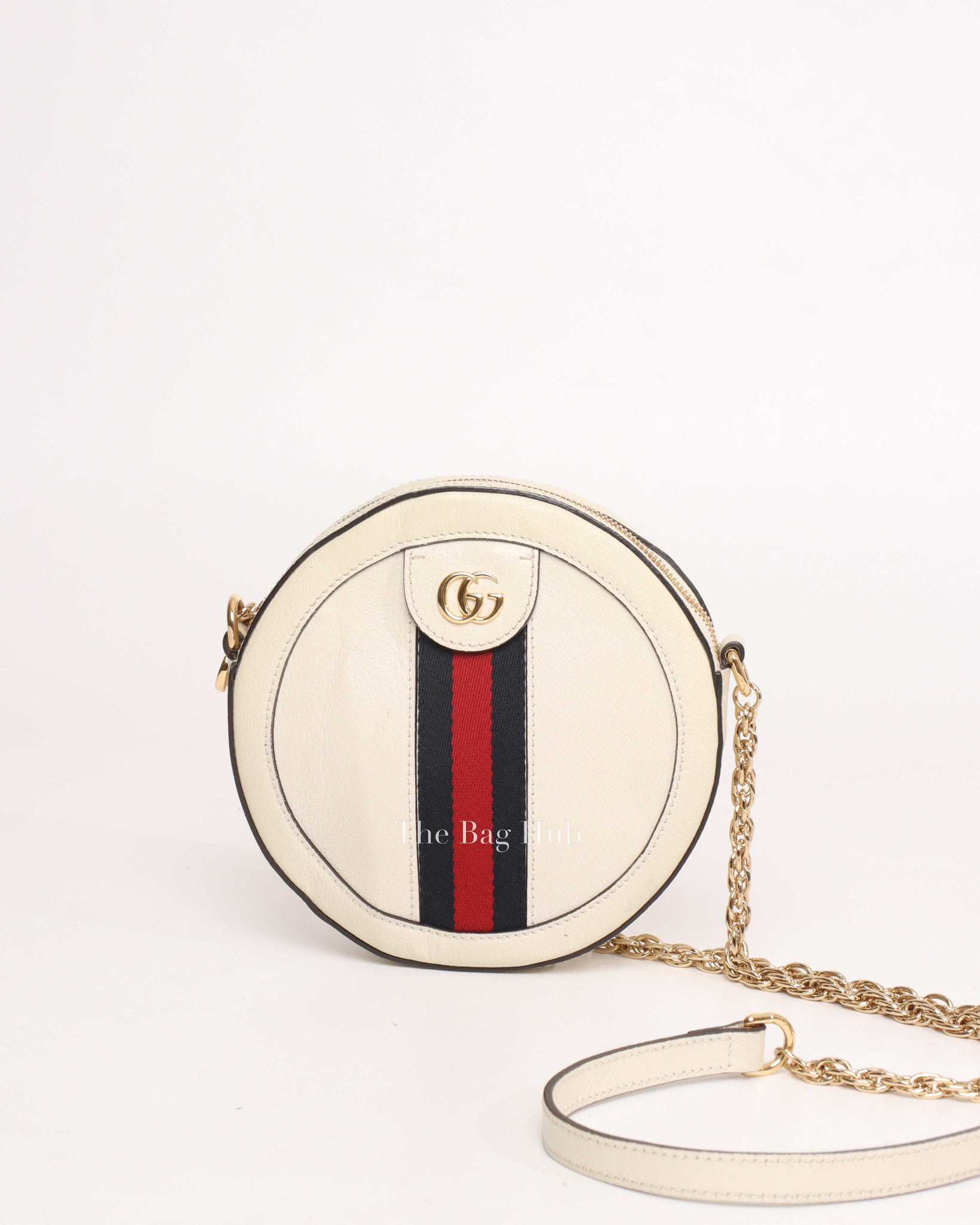 Gucci White Leather Round Ophidia Bag-2