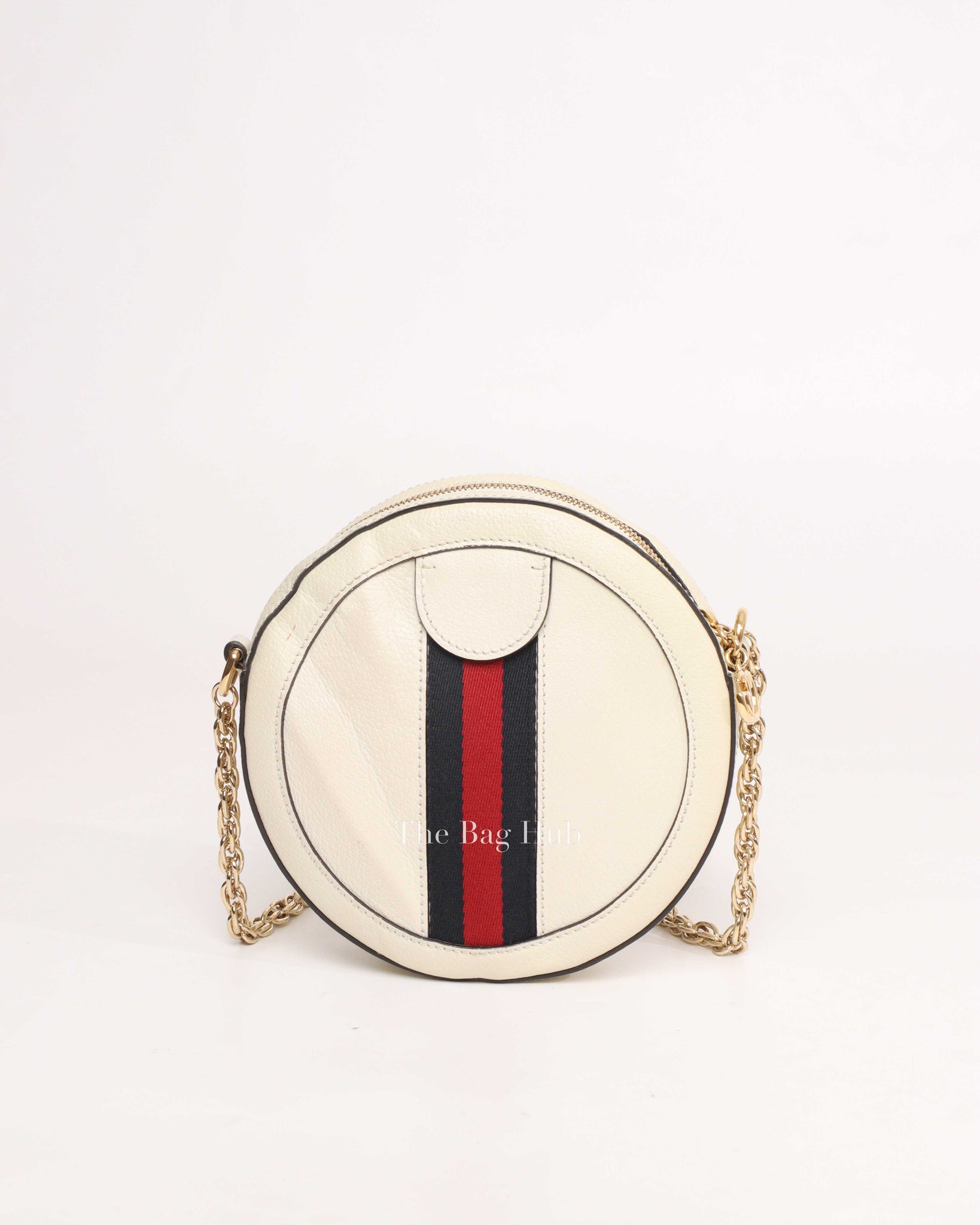 Gucci White Leather Round Ophidia Bag-3