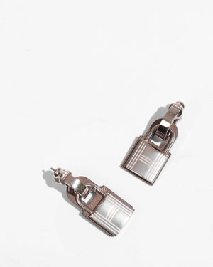 Hermes Palladium Swift O'Kelly Etoupe Earrings-3