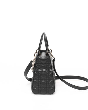 Christian Dior Black Lambskin Cannage Medium Lady Dior Shoulder Bag-5