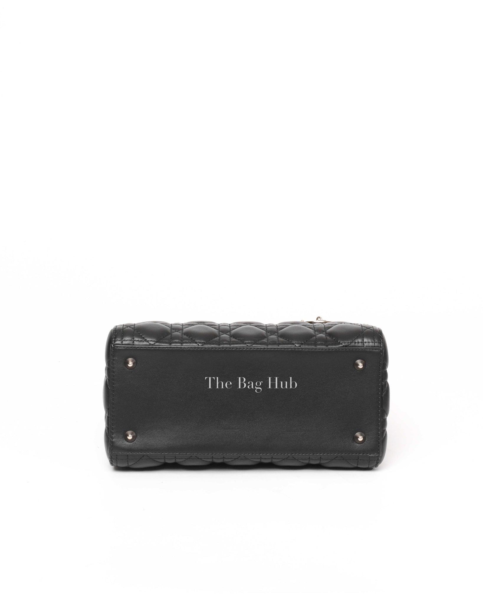 Christian Dior Black Lambskin Cannage Medium Lady Dior Shoulder Bag-6