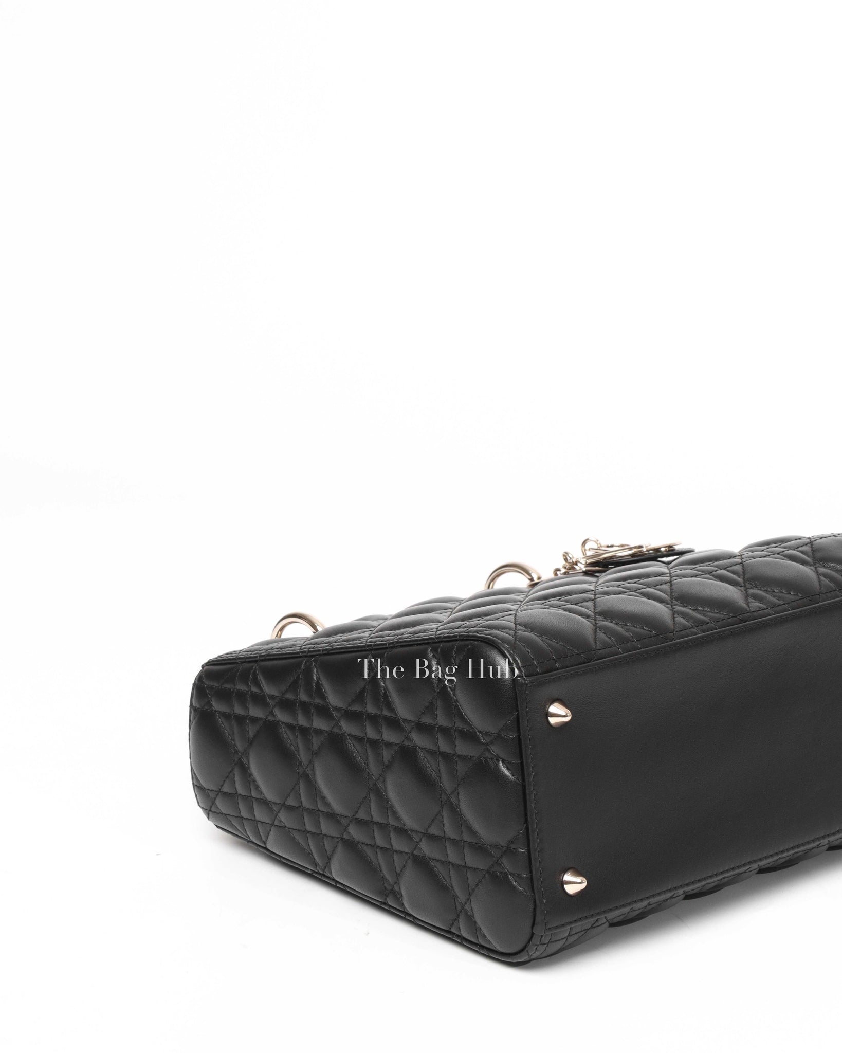 Christian Dior Black Lambskin Cannage Medium Lady Dior Shoulder Bag-7
