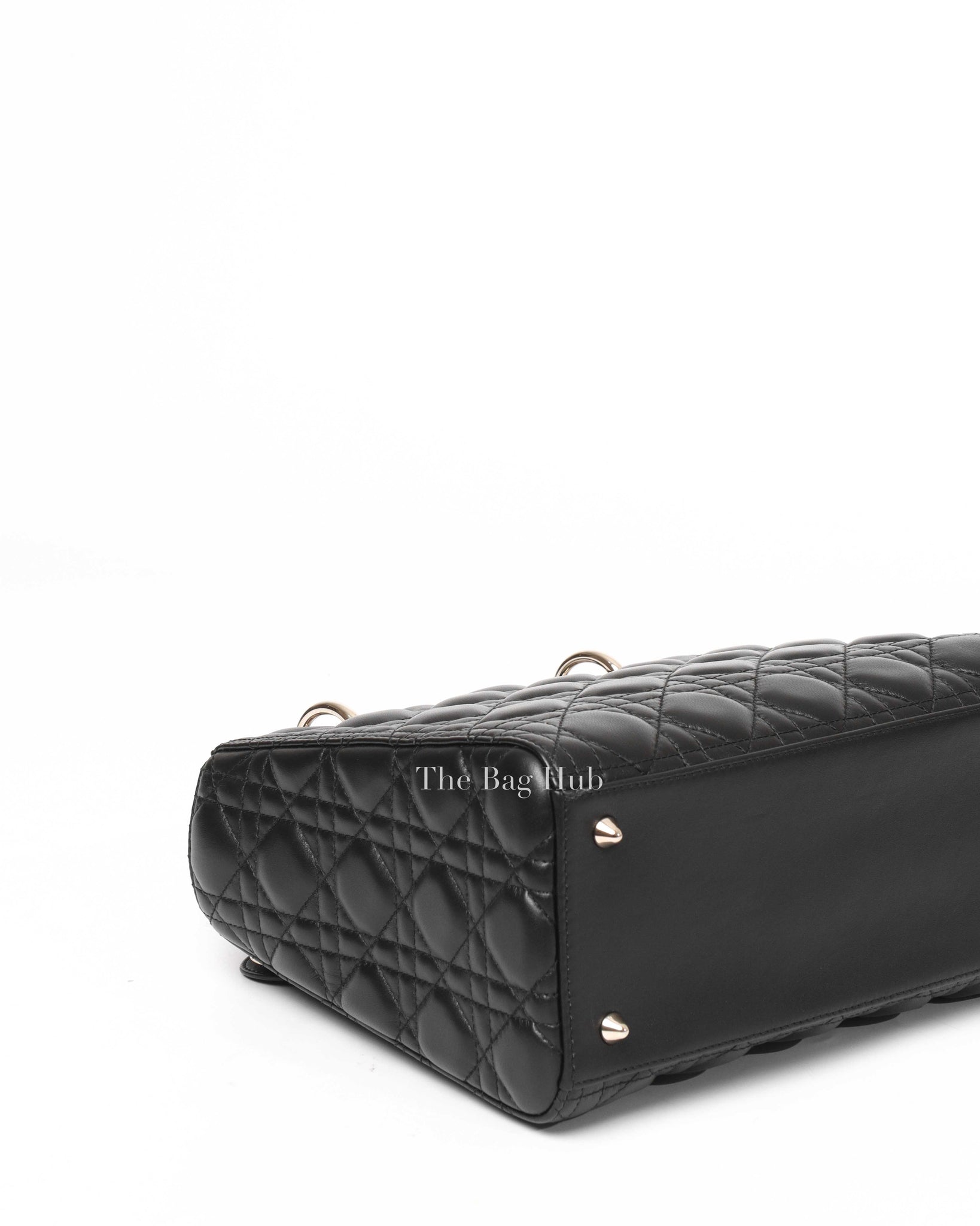 Christian Dior Black Lambskin Cannage Medium Lady Dior Shoulder Bag-9