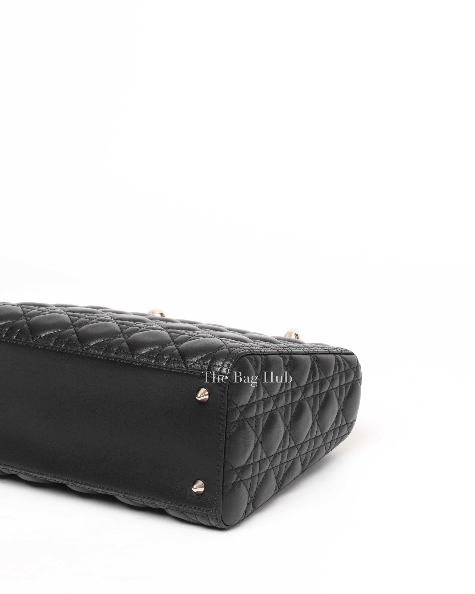 Christian Dior Black Lambskin Cannage Medium Lady Dior Shoulder Bag-10