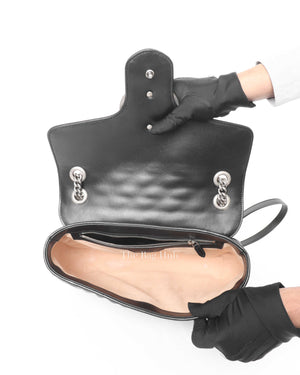 Gucci Black Calfskin Matelasse Aria GG Marmont Shoulder Bag-11