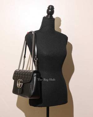 Gucci Black Calfskin Matelasse Aria GG Marmont Shoulder Bag-12