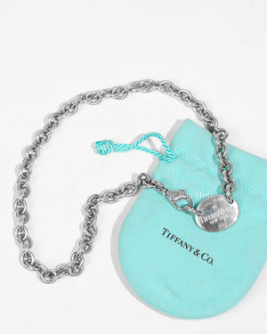 Tiffany & Co Return to Tiffany Oval Tag Necklace in Sterling Silver 15.5-1