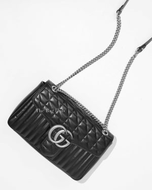 Gucci Black Calfskin Matelasse Aria GG Marmont Shoulder Bag-1
