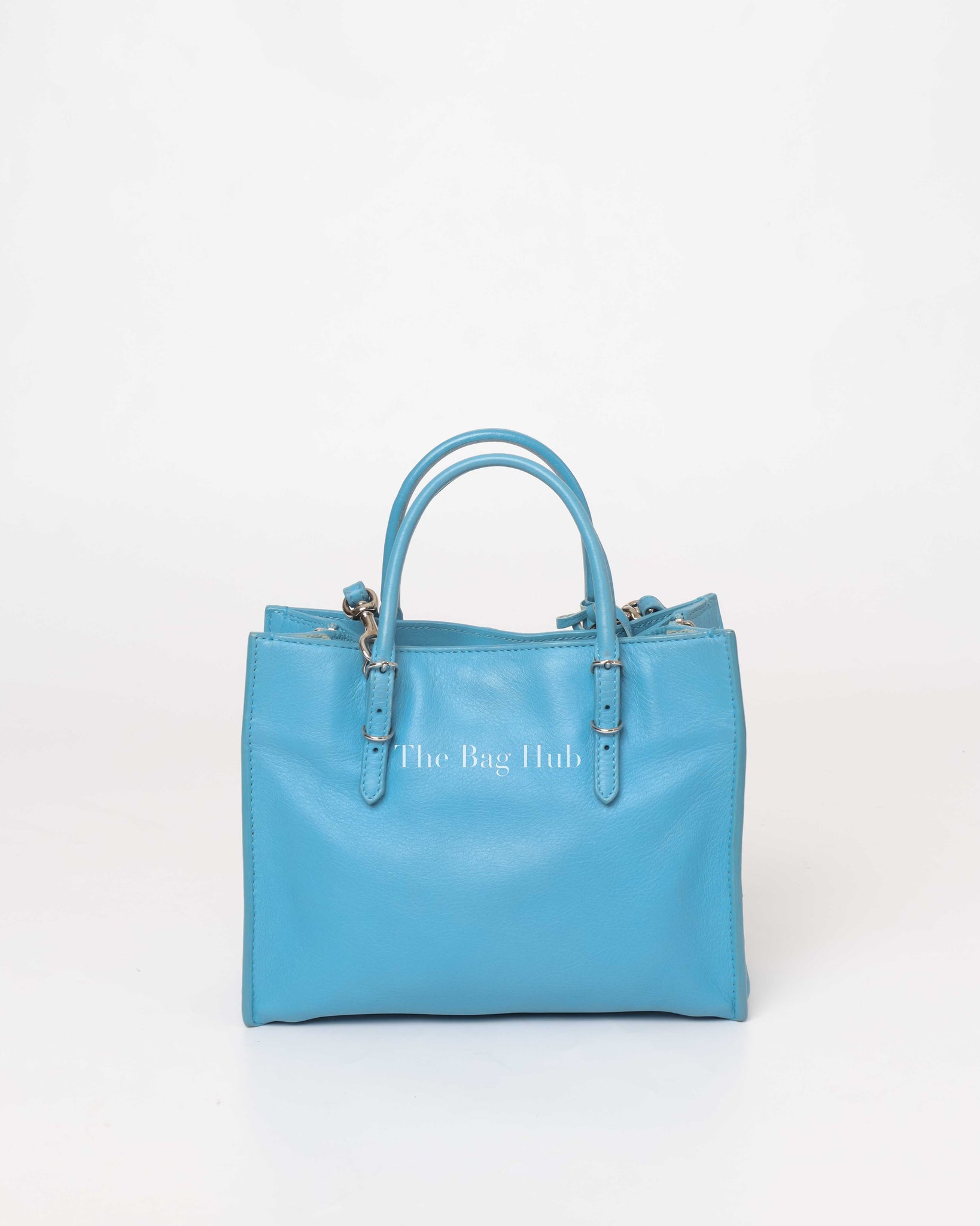 Balenciaga Bleu Azur Leather Papier Mini A4 Zip Around Bag-3