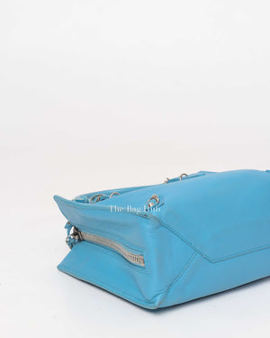 Balenciaga Bleu Azur Leather Papier Mini A4 Zip Around Bag-7