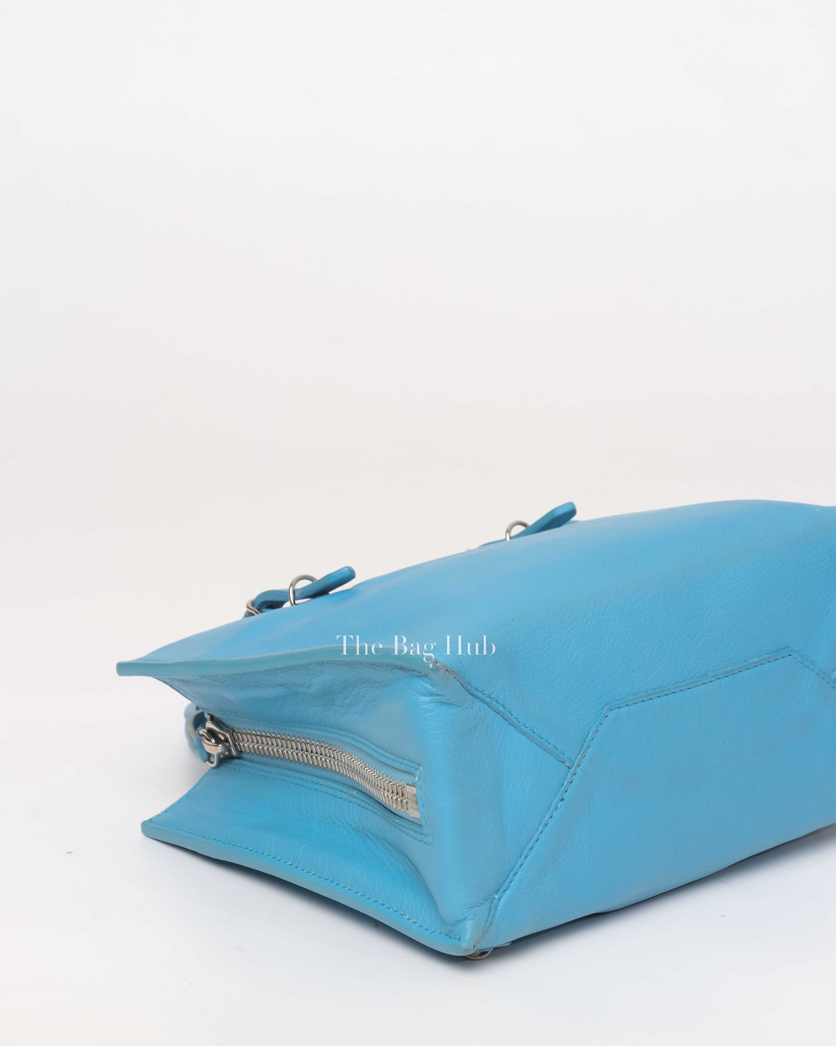 Balenciaga Bleu Azur Leather Papier Mini A4 Zip Around Bag-9
