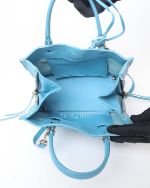 Balenciaga Bleu Azur Leather Papier Mini A4 Zip Around Bag-11