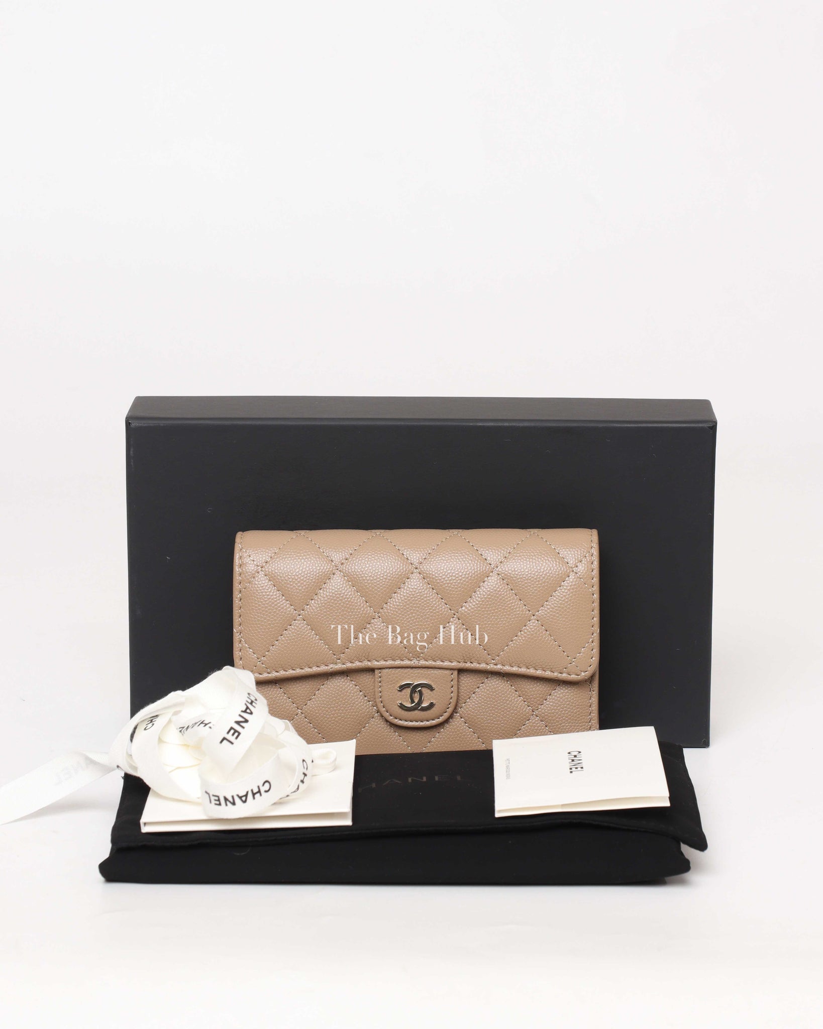 Chanel Beige Caviar Quilted Medium Flap Wallet-12