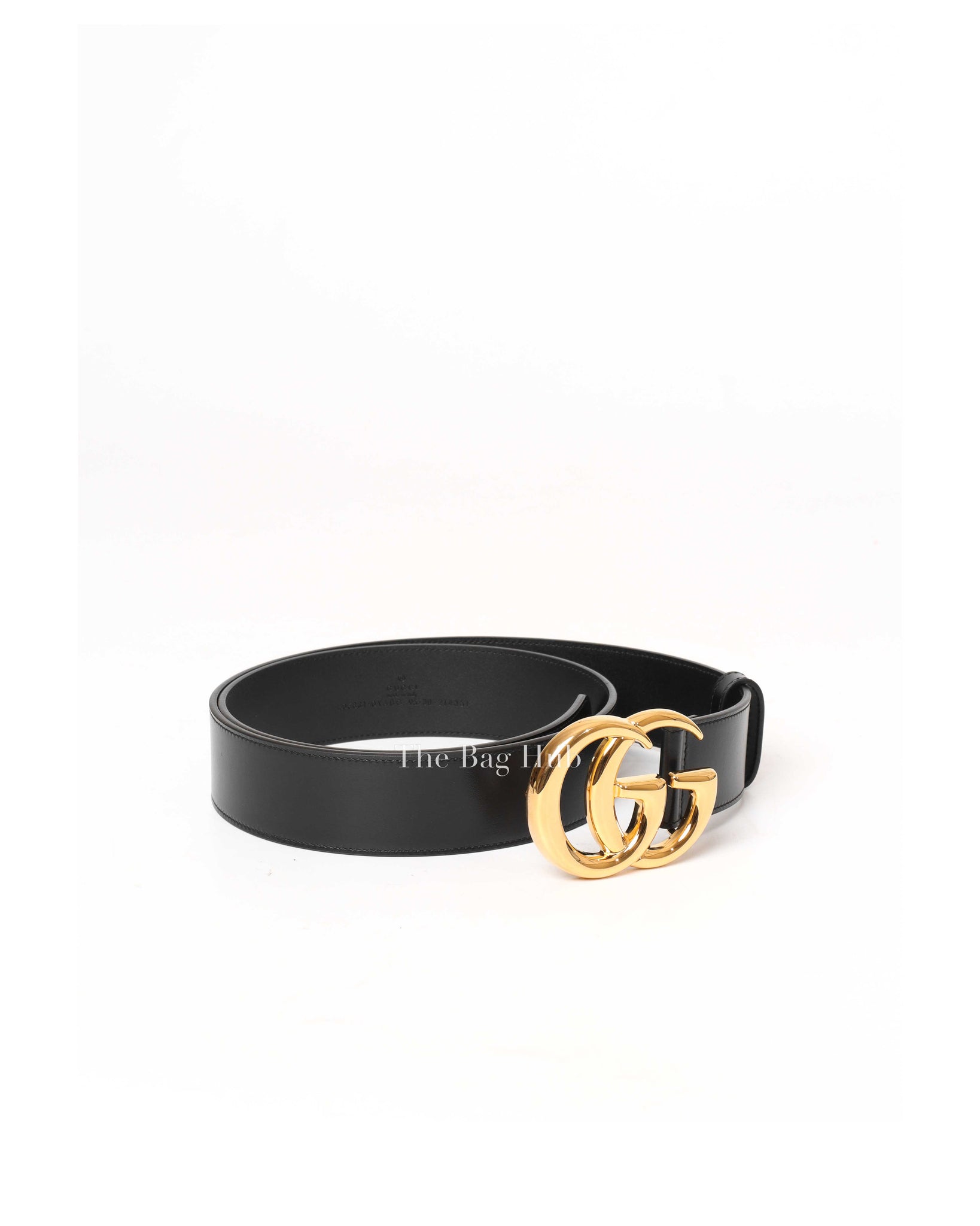 Gucci Black Leather GG Marmont Shiny Buckle Belt 95/38-2
