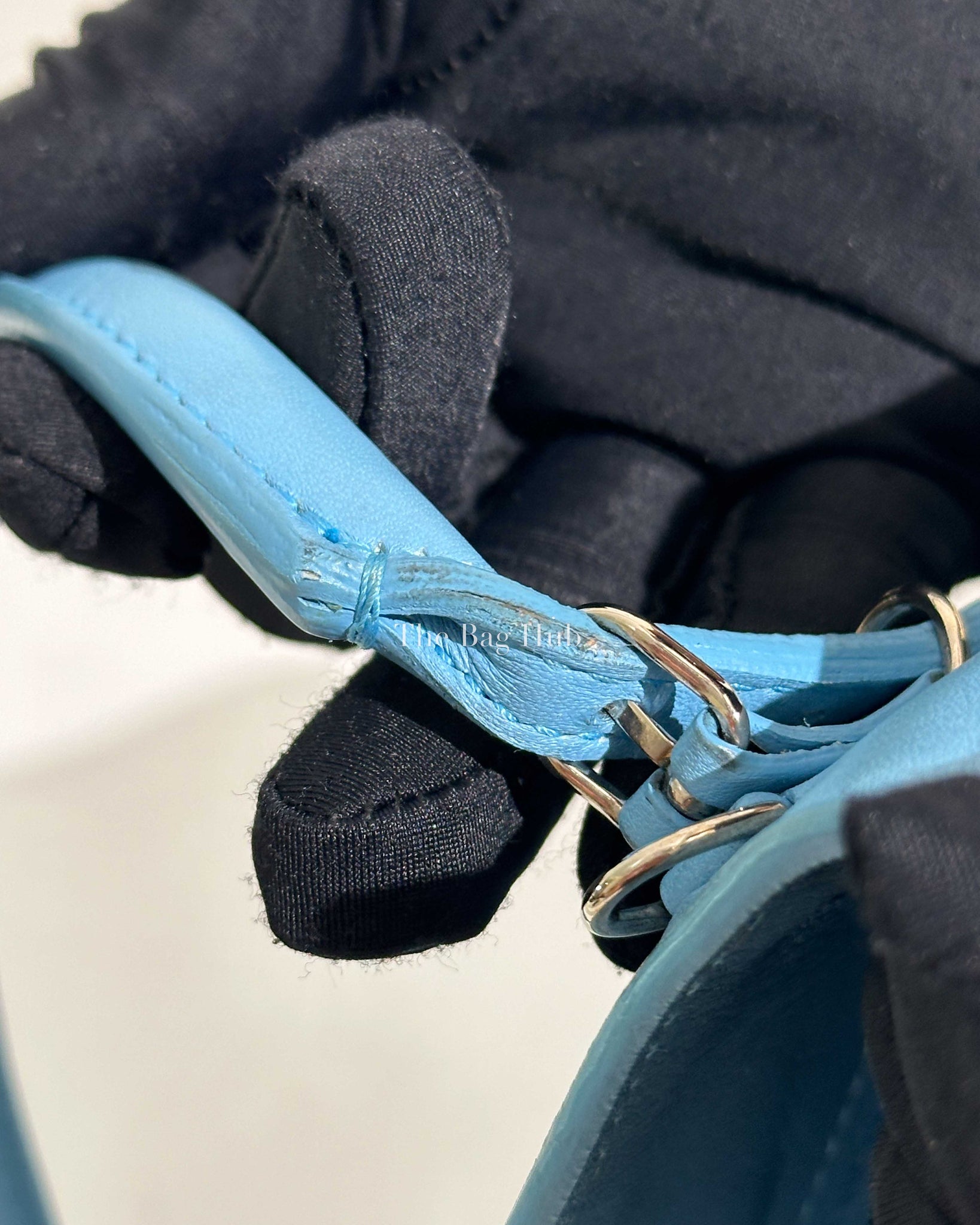 Balenciaga Bleu Azur Leather Papier Mini A4 Zip Around Bag-15