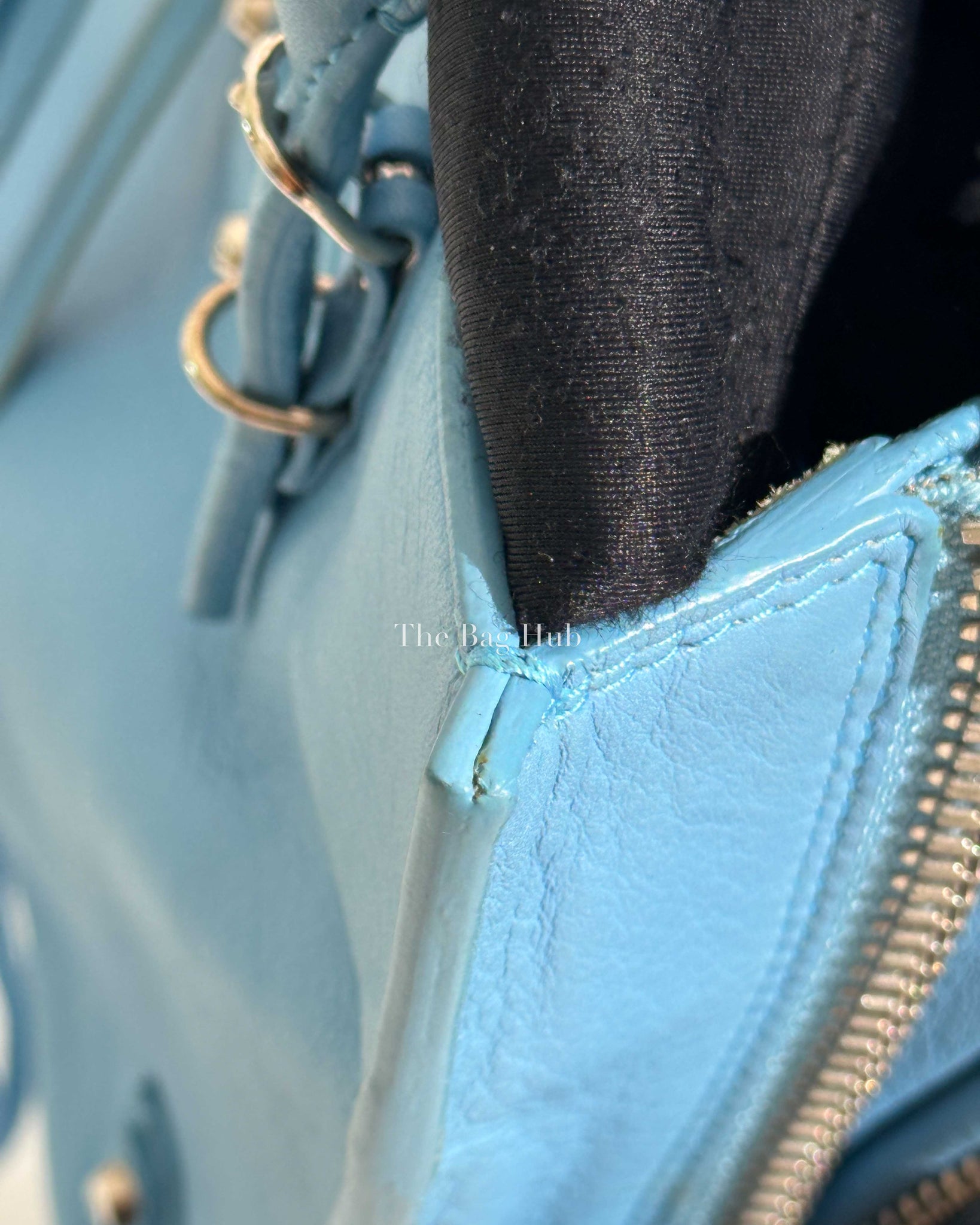 Balenciaga Bleu Azur Leather Papier Mini A4 Zip Around Bag-17