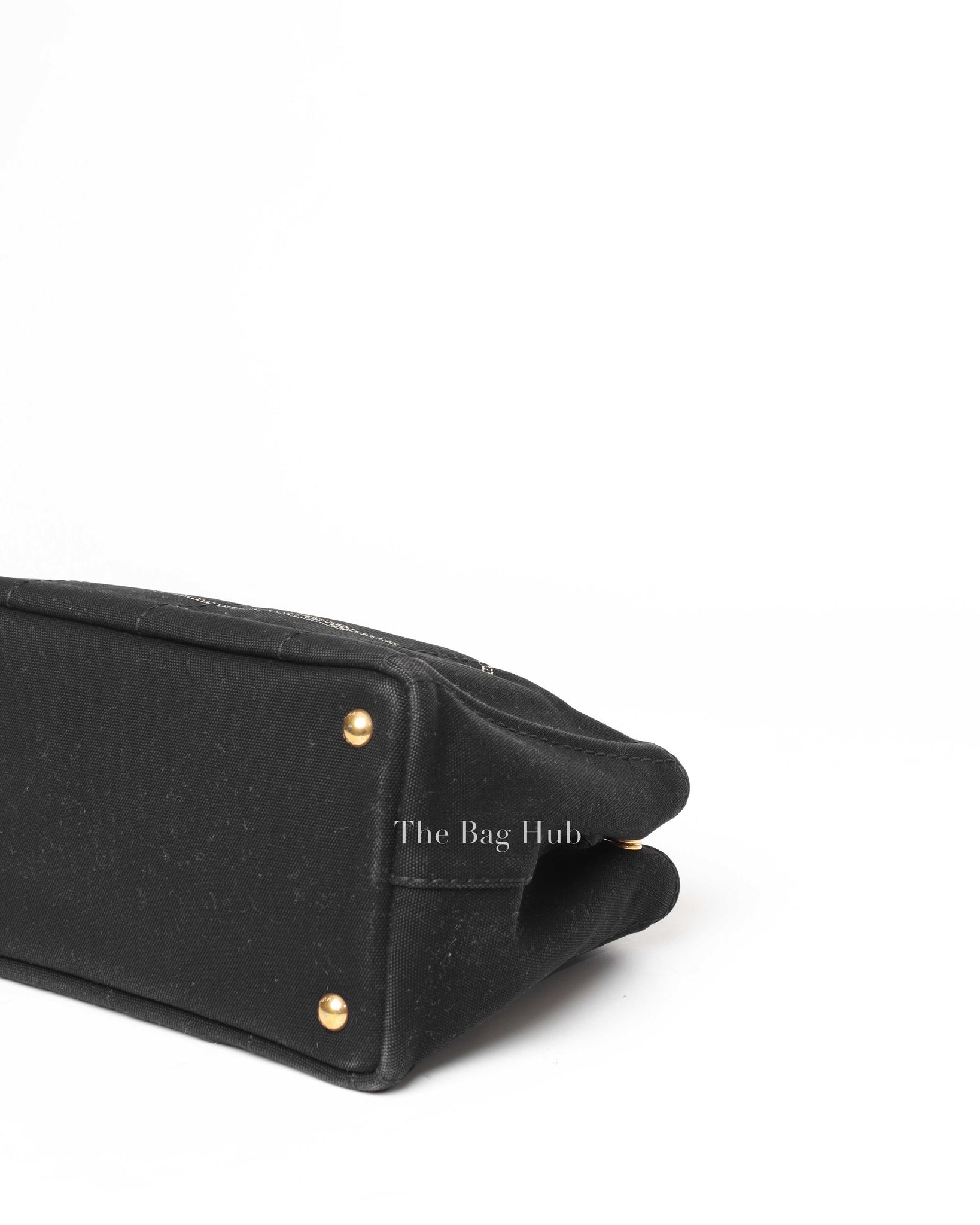 Prada Black Small Canapa Logo Tote Bag-8