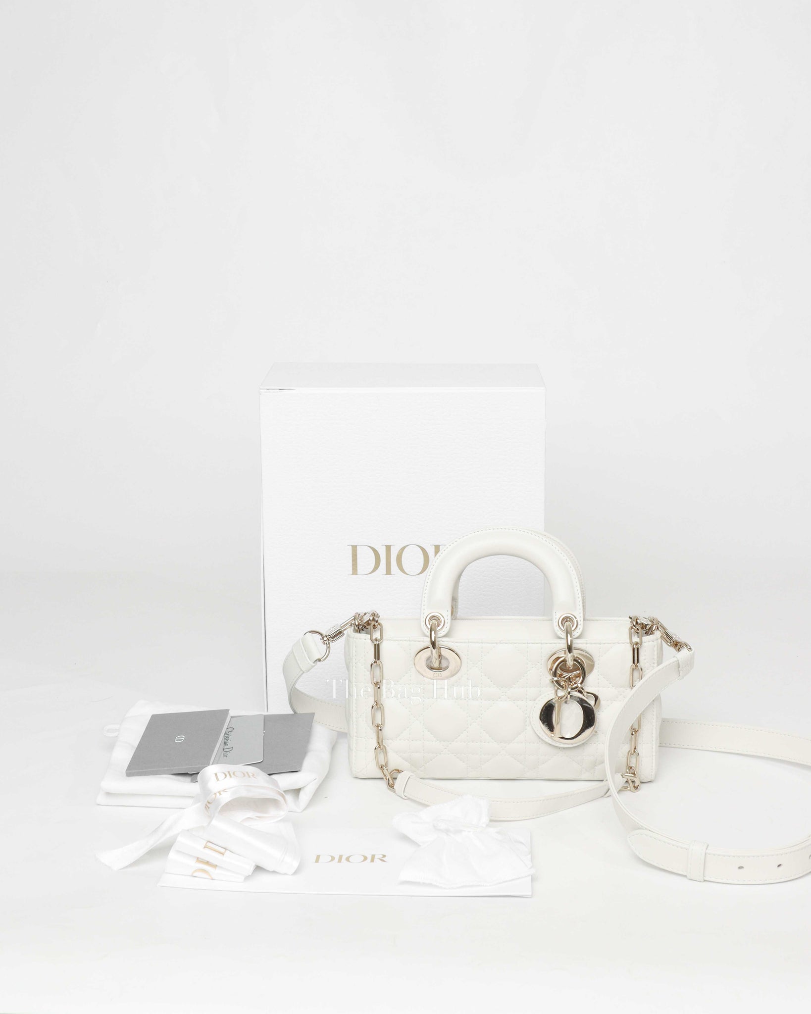 Dior Latte Lambskin Cannage Small D-Joy Bag-13
