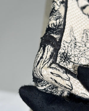 Christian Dior Grey and Ecru Toile de Jouy Reverse Embroidery Large Tote Bag-18