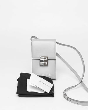 Givenchy Grey 4G Vertical Leather Crossbody Bag-11