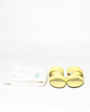 Bottega Veneta Light Yellow Leather Band Flat Sandals Size 38-9