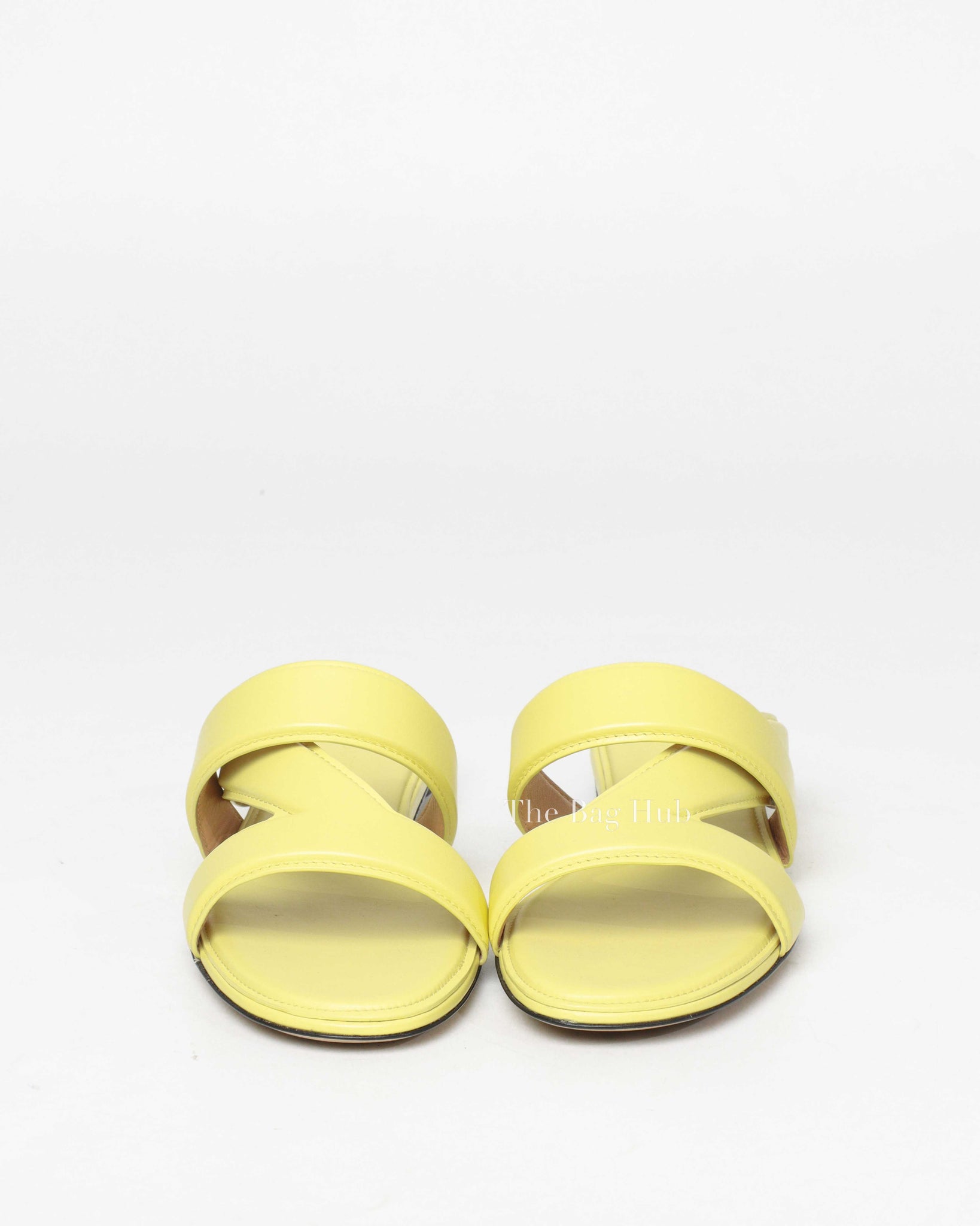 Bottega Veneta Light Yellow Leather Band Flat Sandals Size 38-3