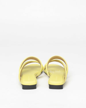 Bottega Veneta Light Yellow Leather Band Flat Sandals Size 38-7